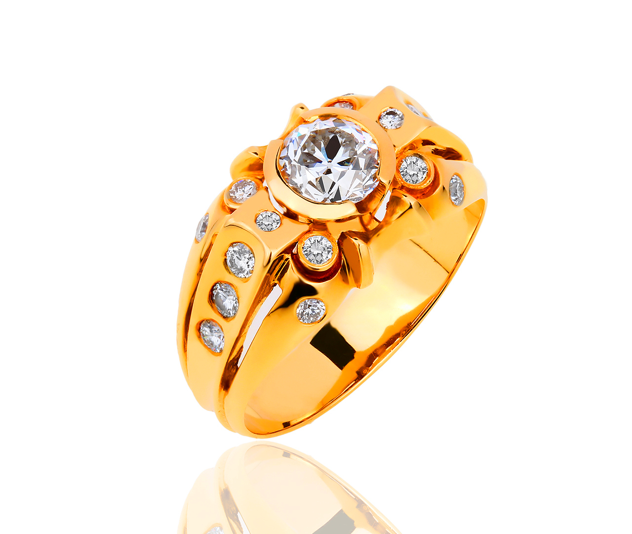 Роскошное золотое кольцо с бриллиантами 1.39ct 021217/1
