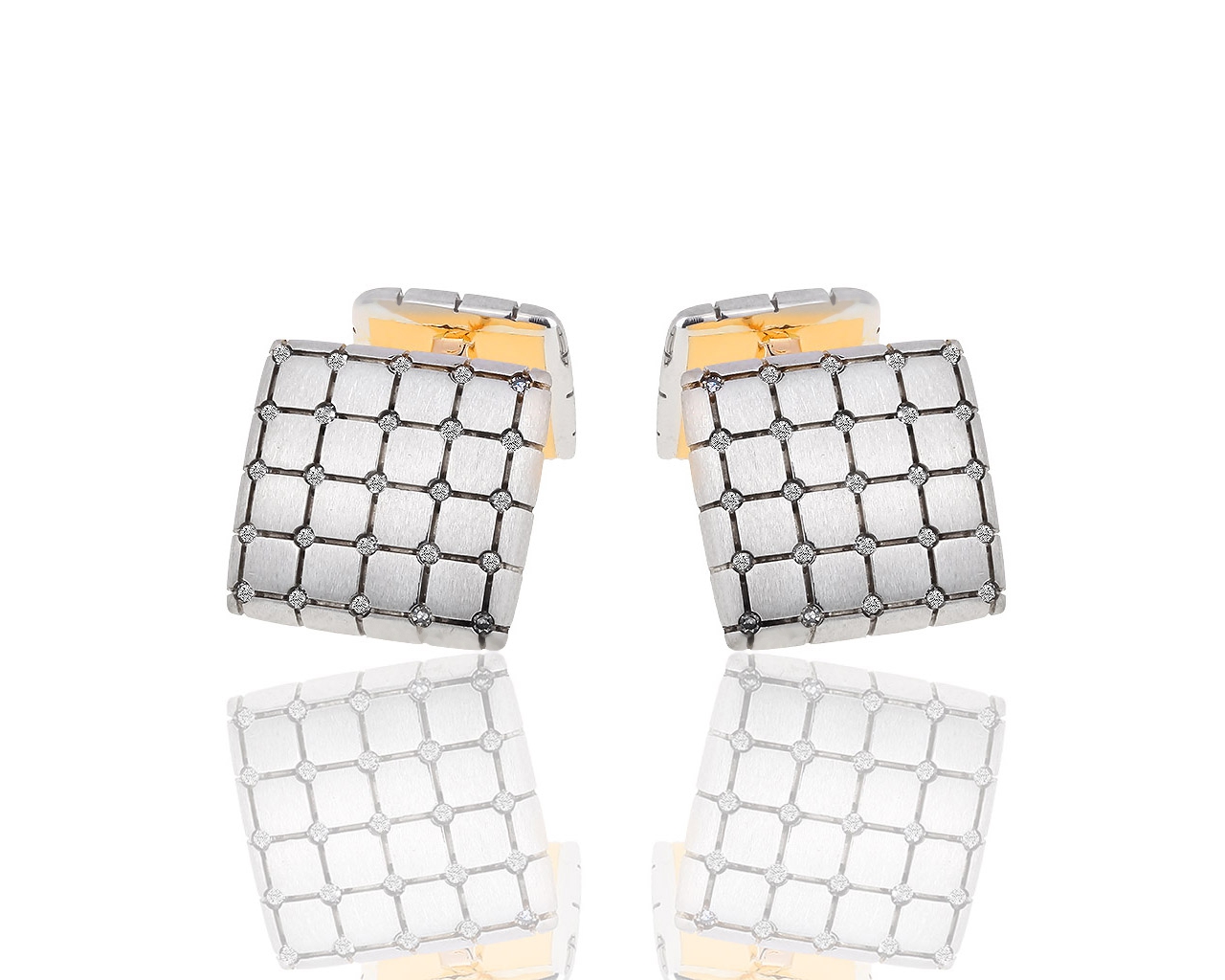 Золотые запонки с бриллиантами 0.32ct Помельников 161018/4