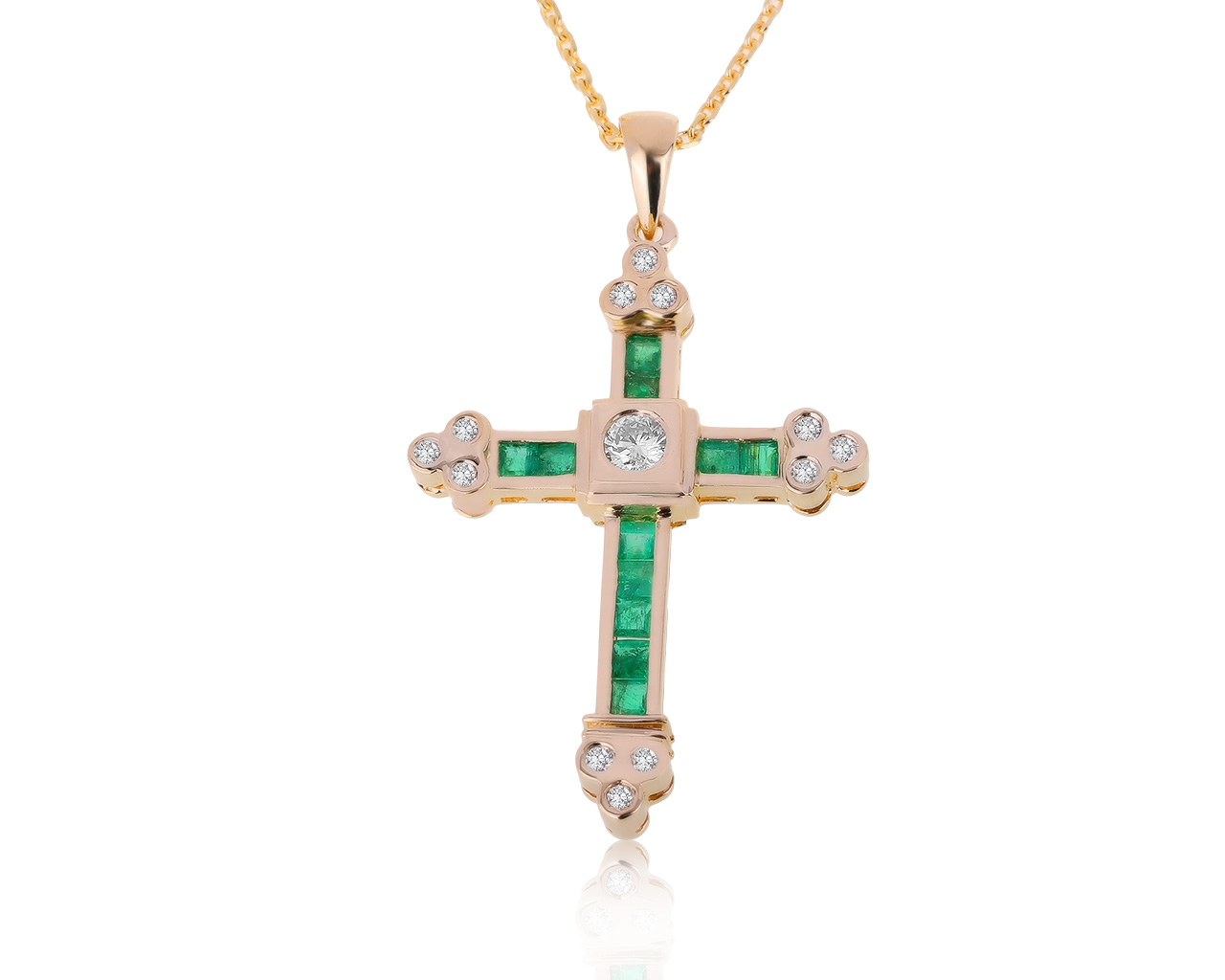Безупречный золотой кулон с изумрудами 0.61ct 201020/14