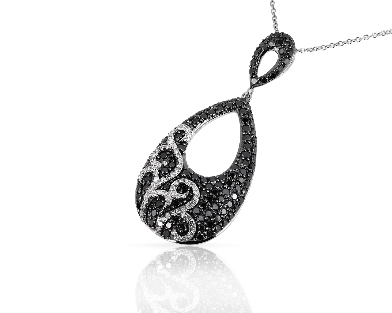 Золотая подвеска с черными и белыми бриллиантами 1.90ct 200418/9