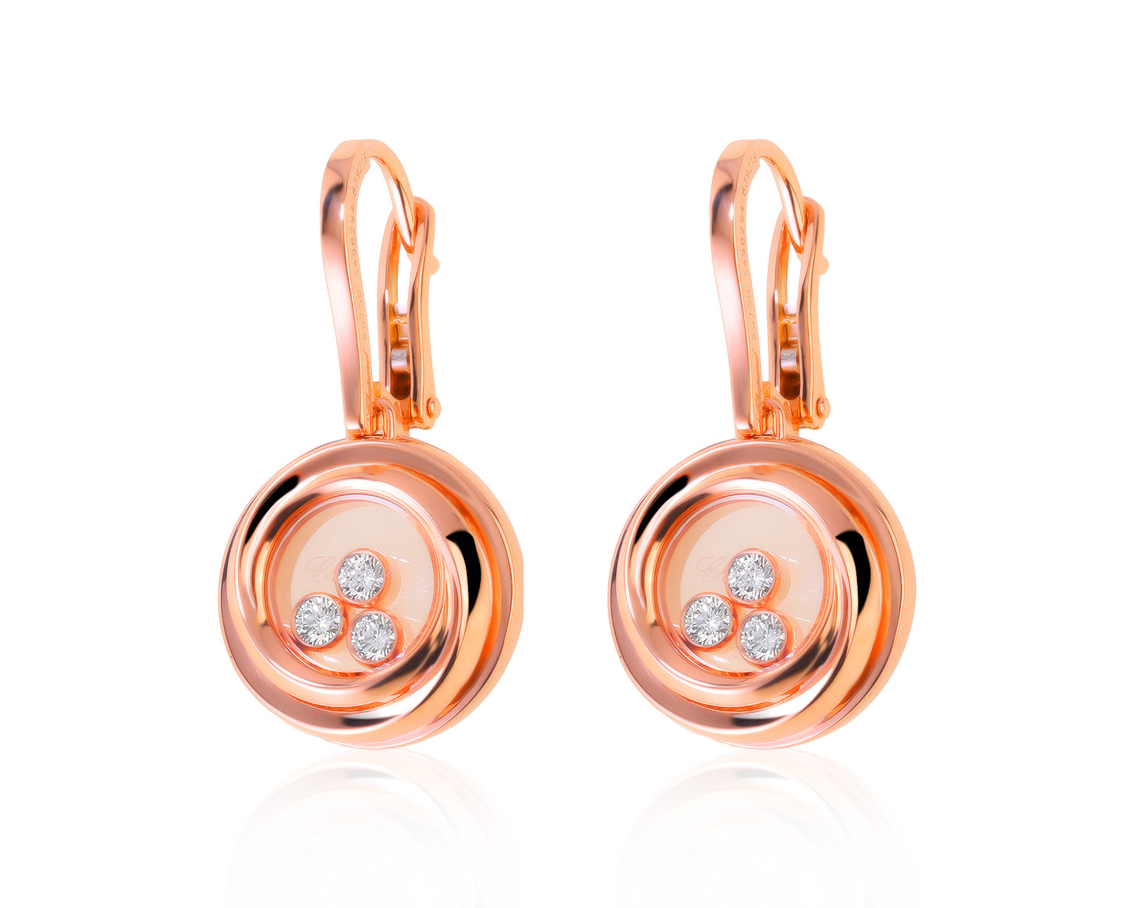 Оригинальные золотые серьги с бриллиантами 0.30ct Chopard Happy Diamonds