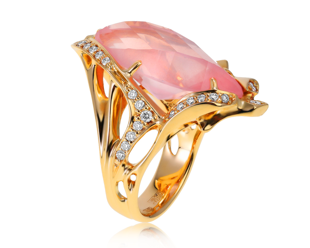 Очаровательное золотое кольцо с розовым кварцем 13.95ct 290121/1