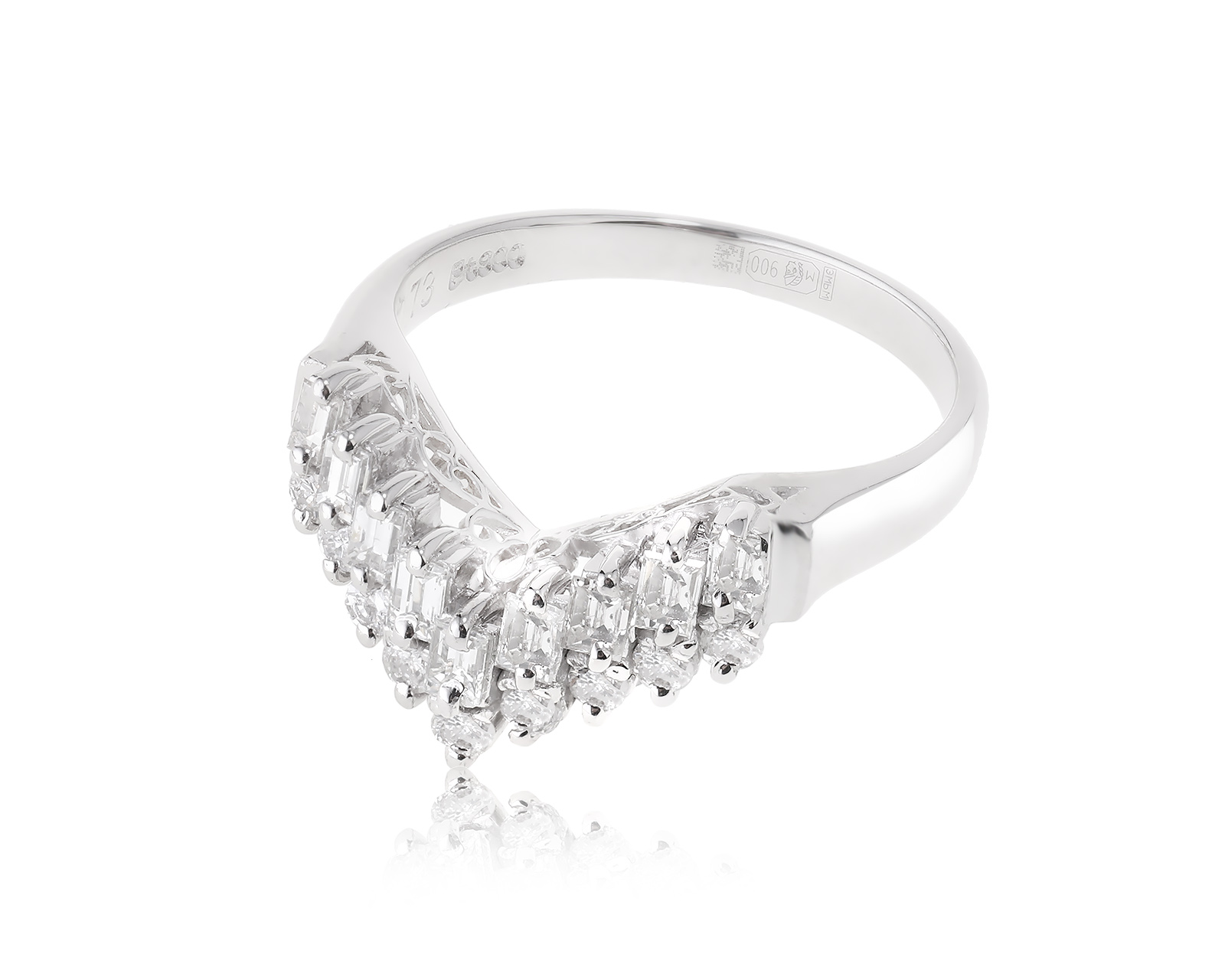 Платиновое кольцо с бриллиантами 0.75ct 070923/2