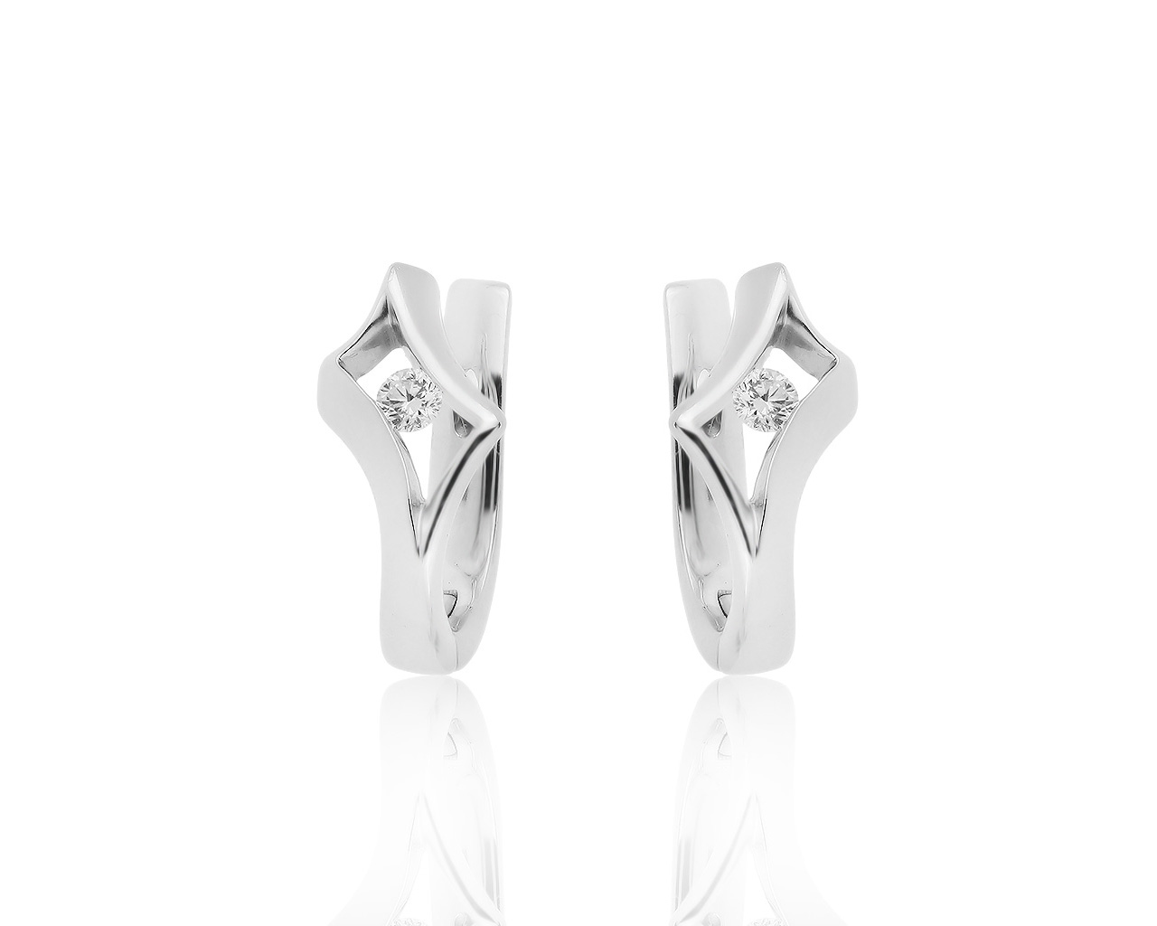 Изысканные золотые серьги с бриллиантами 0.15ct 061219/1