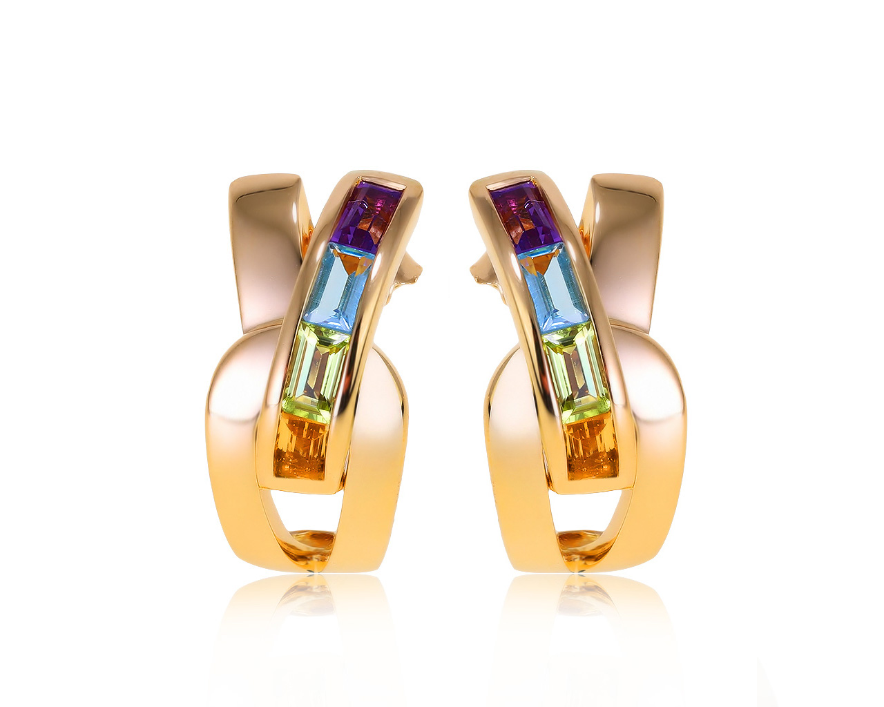 Оригинальные золотые серьги с цветными камнями 0.63ct Guy Laroche 190221/5