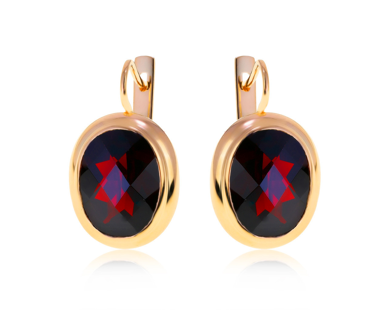 Золотые серьги с гранатами 17.39ct