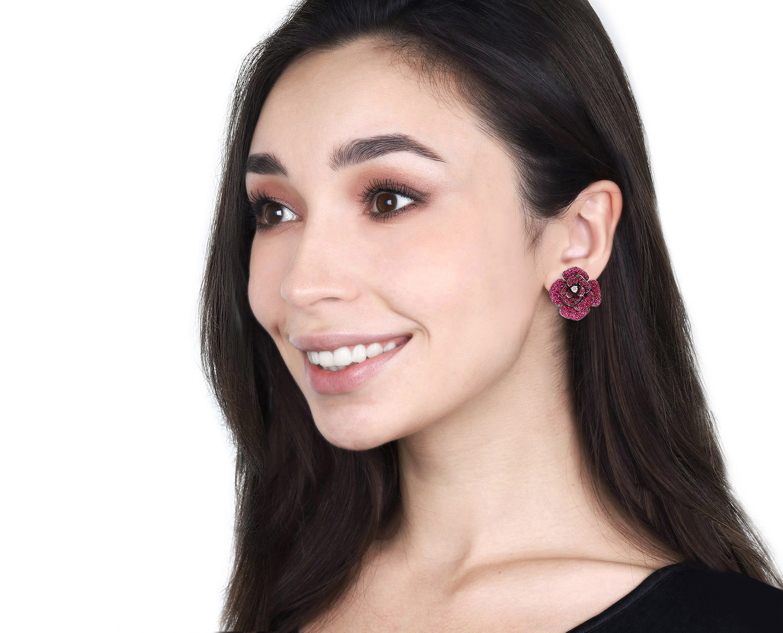 Золотые серьги с рубинами 5.86ct и бриллиантами 0.14ct