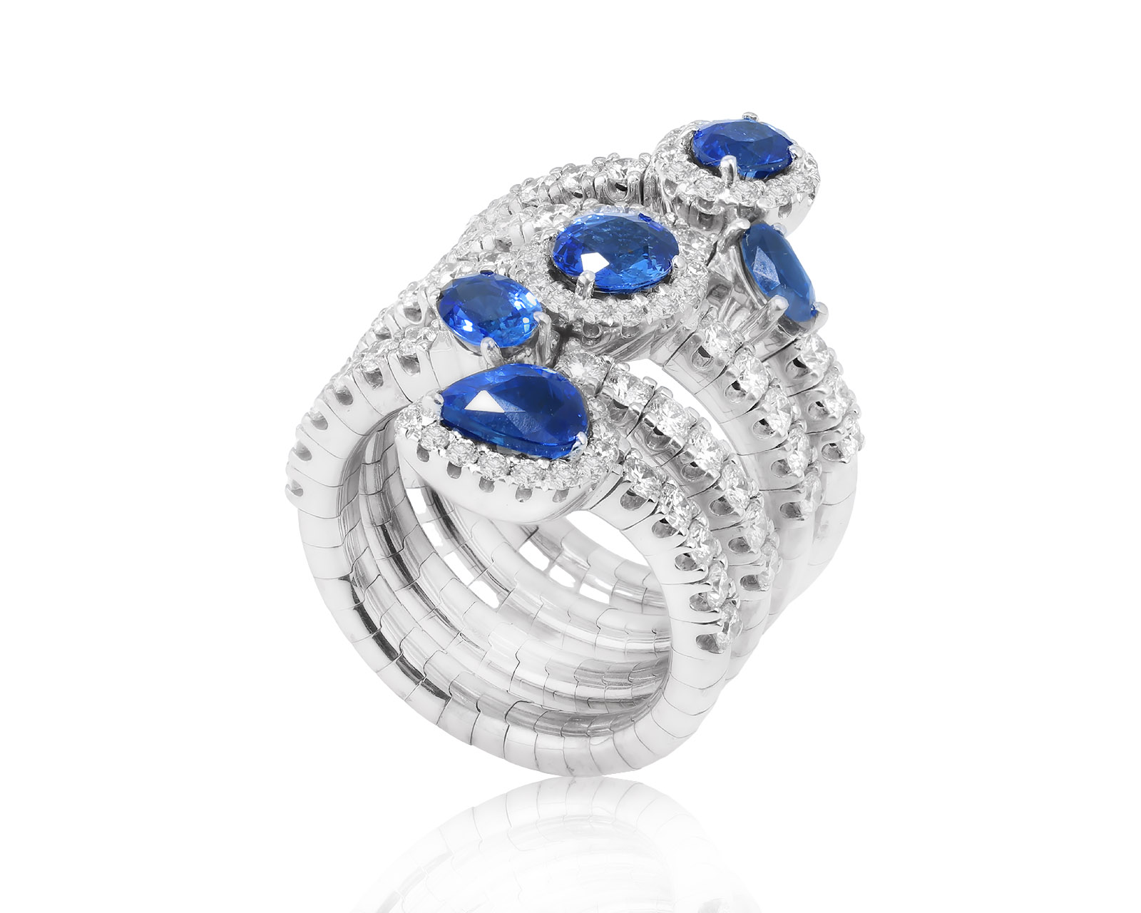 Оригинальное золотое кольцо с сапфирами 2.10ct Crivelli 271223/1
