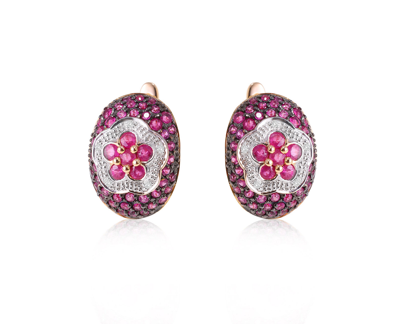 Золотые серьги с рубинами 2.53ct и бриллиантами 0.04ct 180524/14
