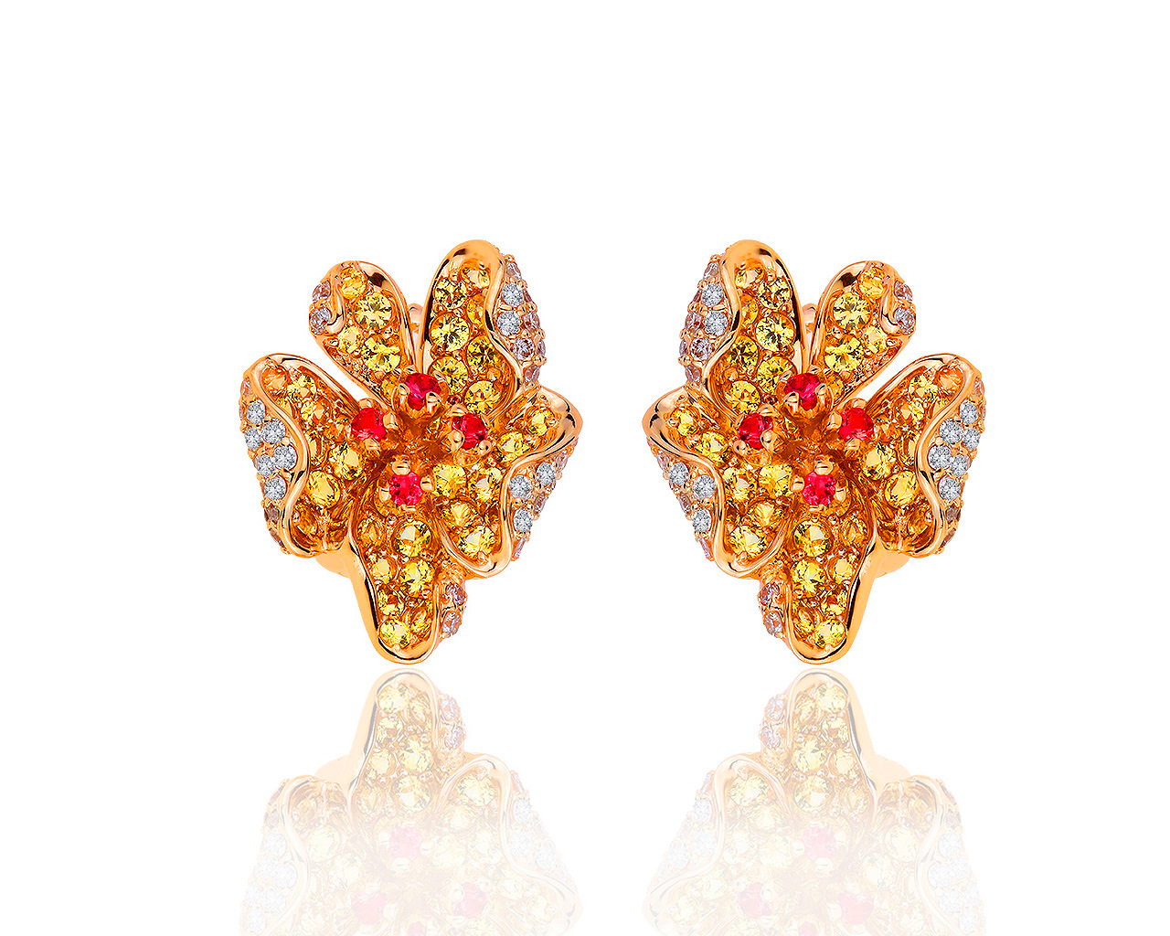 Великолепные золотые серьги с цветными сапфирами 2.30ct 090919/6