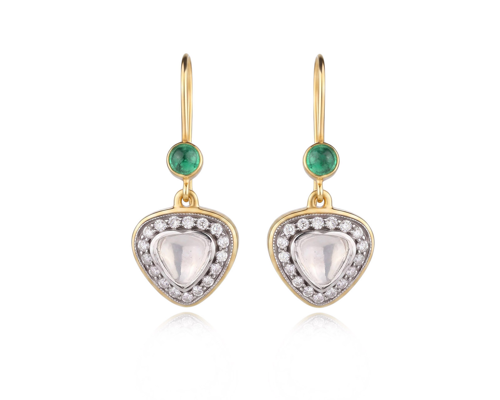 Золотые серьги с бриллиантами 0.42ct и изумрудами 0.40ct 030626/13