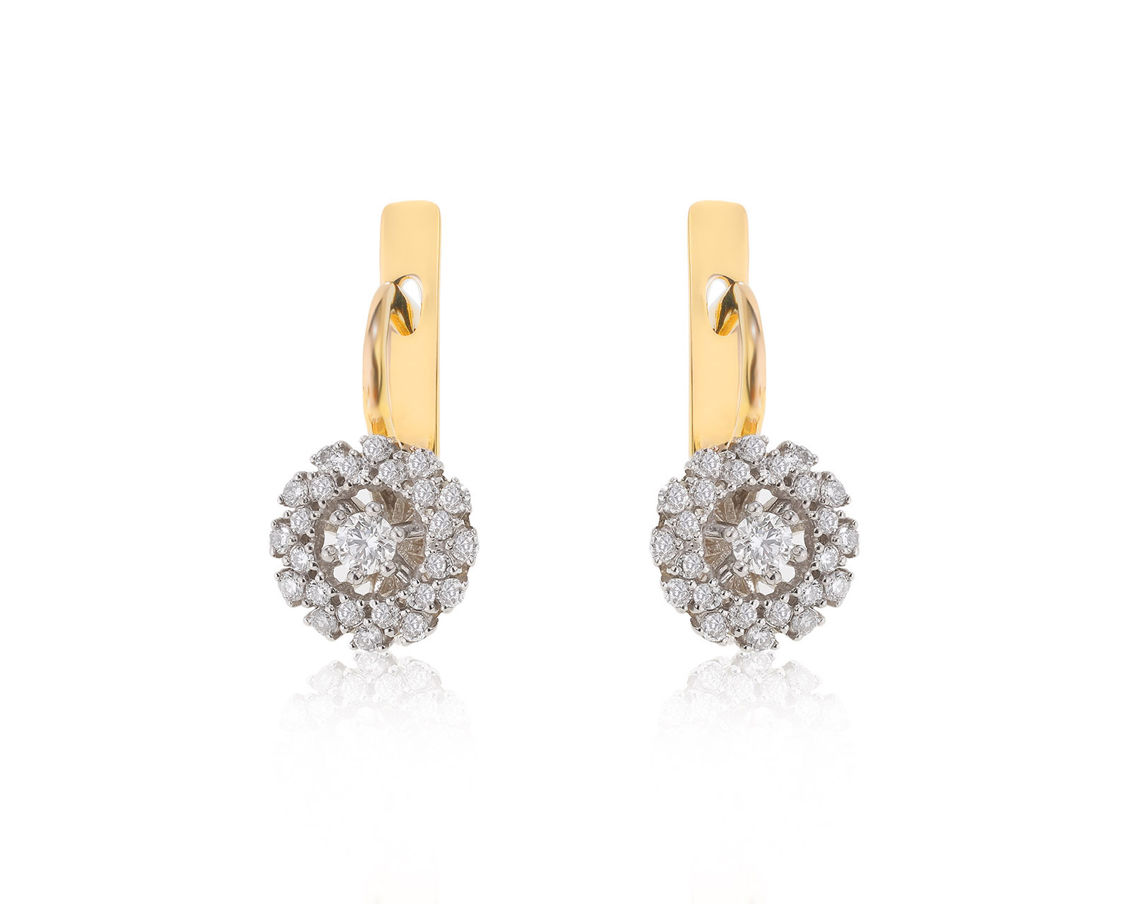 Чарующие золотые серьги с бриллиантами 0.72ct