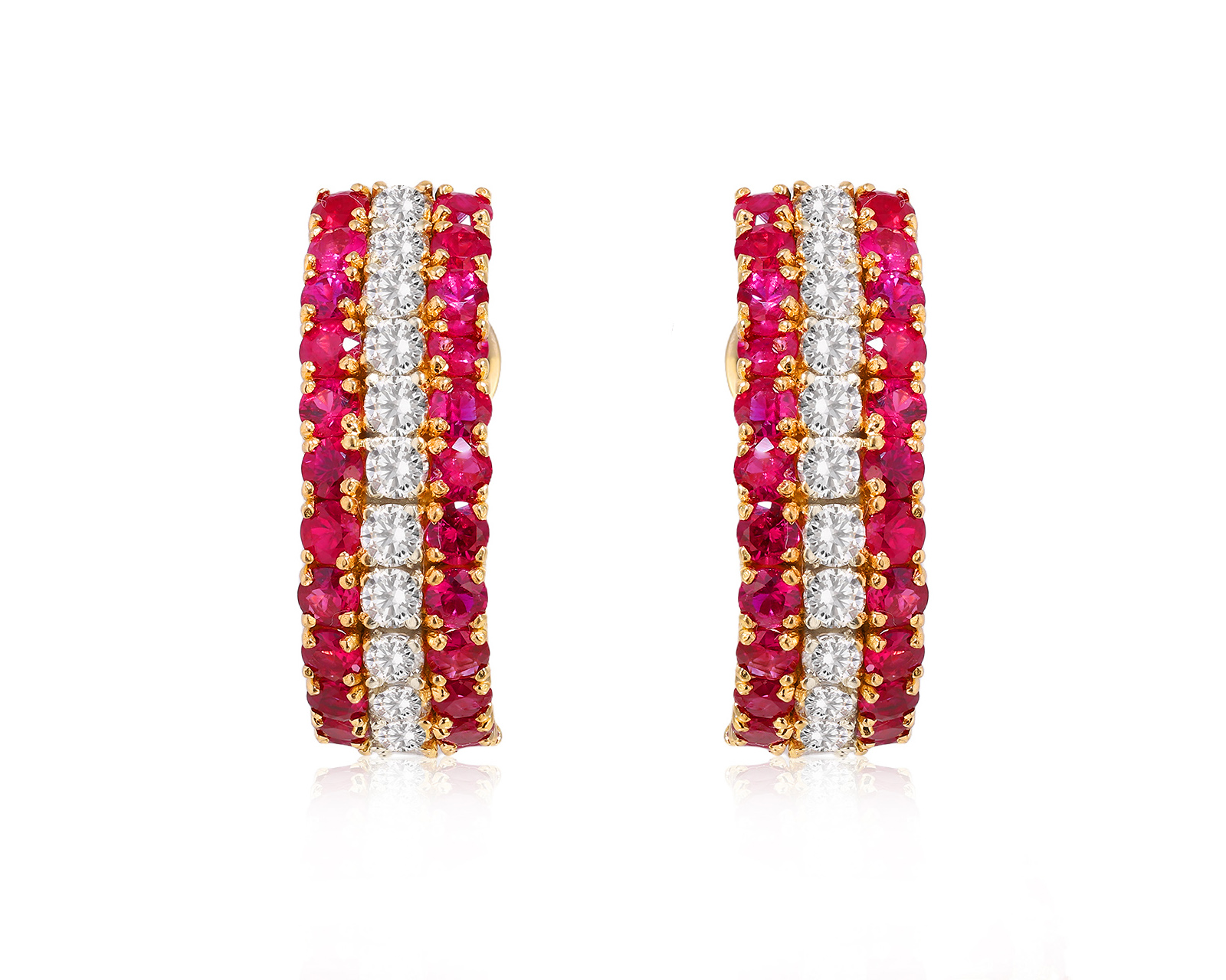 Золотые серьги с рубинами 3.84ct и бриллиантами 1.80ct