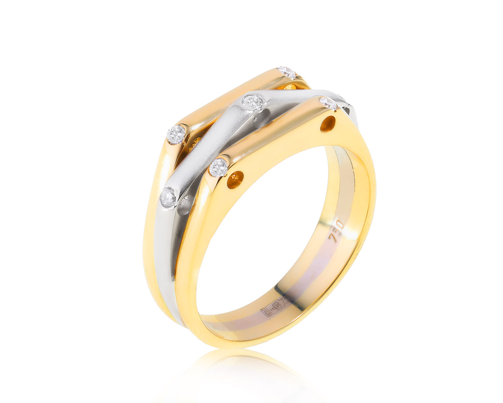 Стильное золотое кольцо с бриллиантами 0.13ct 150922/1