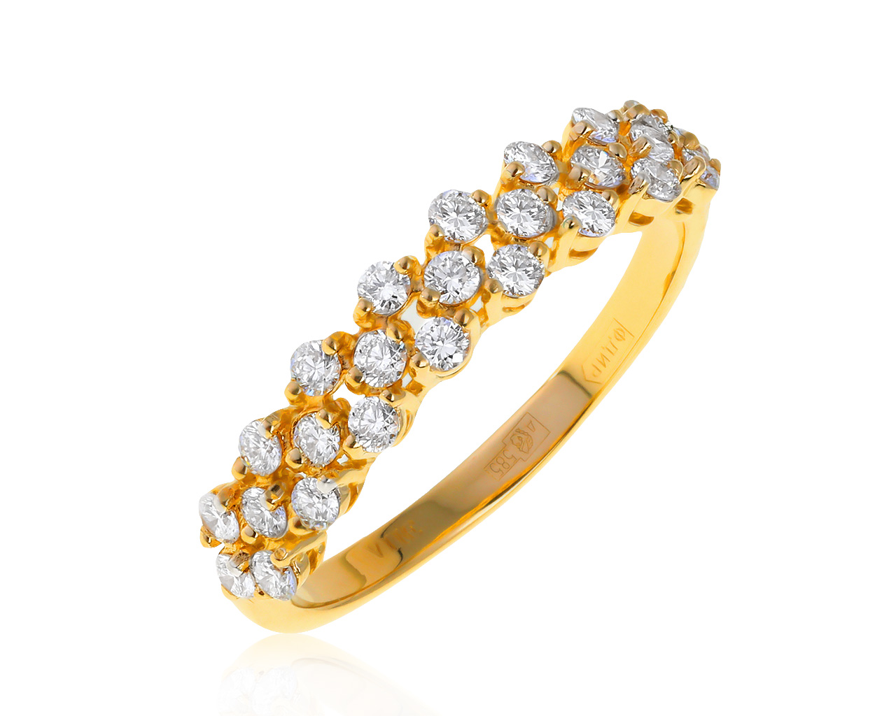 Оригинальное золотое кольцо с бриллиантами 0.49ct ЭПЛ Якутские бриллианты