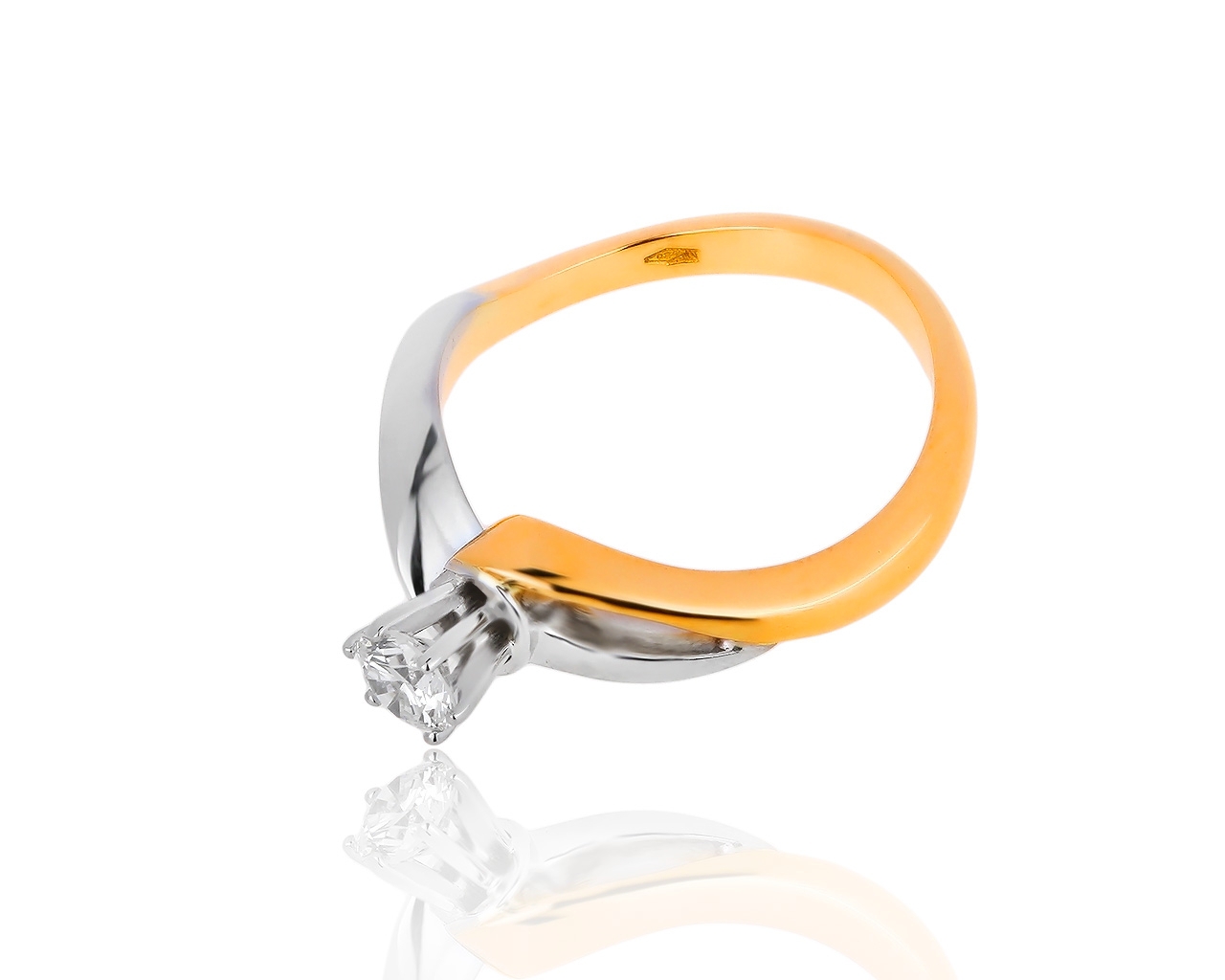 Итальянское золотое кольцо с бриллиантом 0.36ct