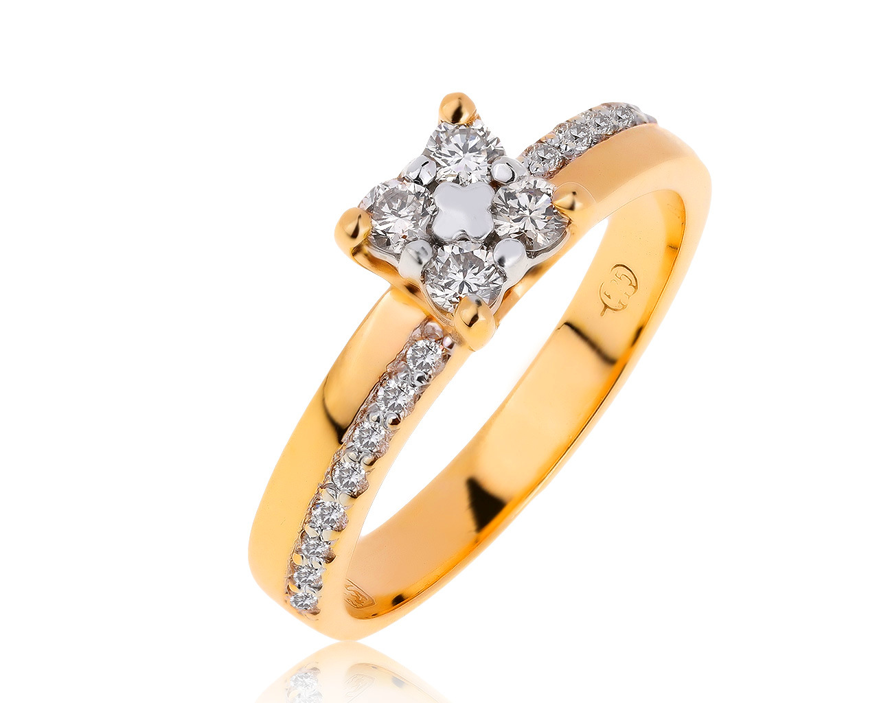 Прекрасное золотое кольцо с бриллиантами 0.36ct