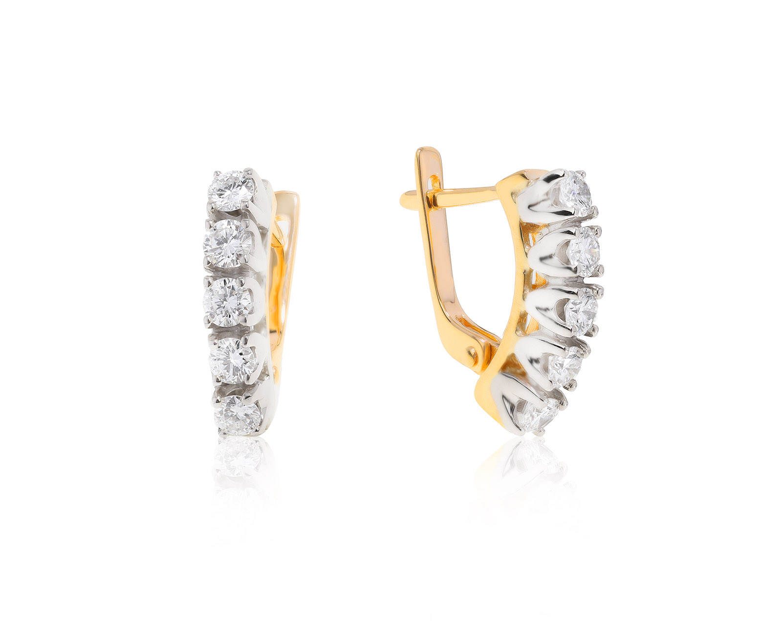 Нарядные золотые серьги с бриллиантами 1.10ct 281221/3