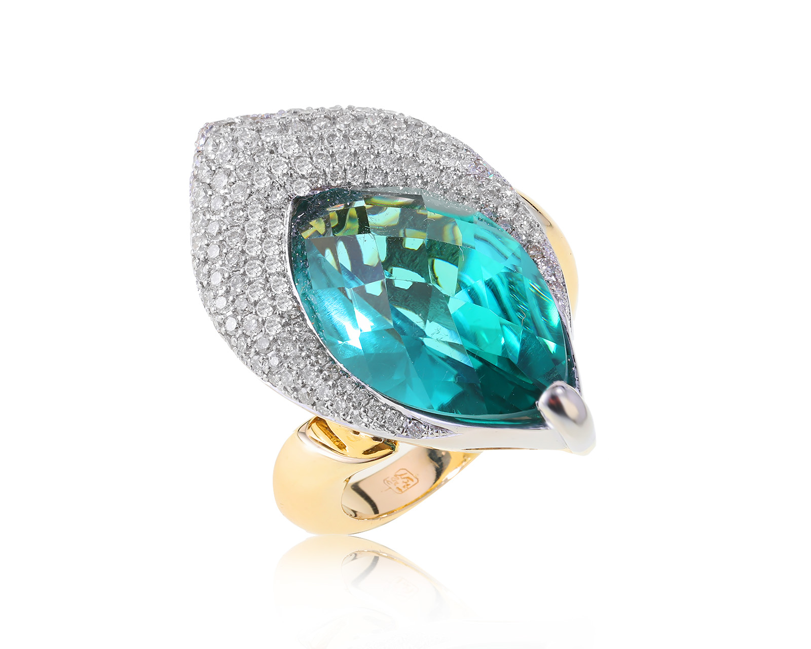 Превосходное золотое кольцо с фианитом 20.05ct 141122/2