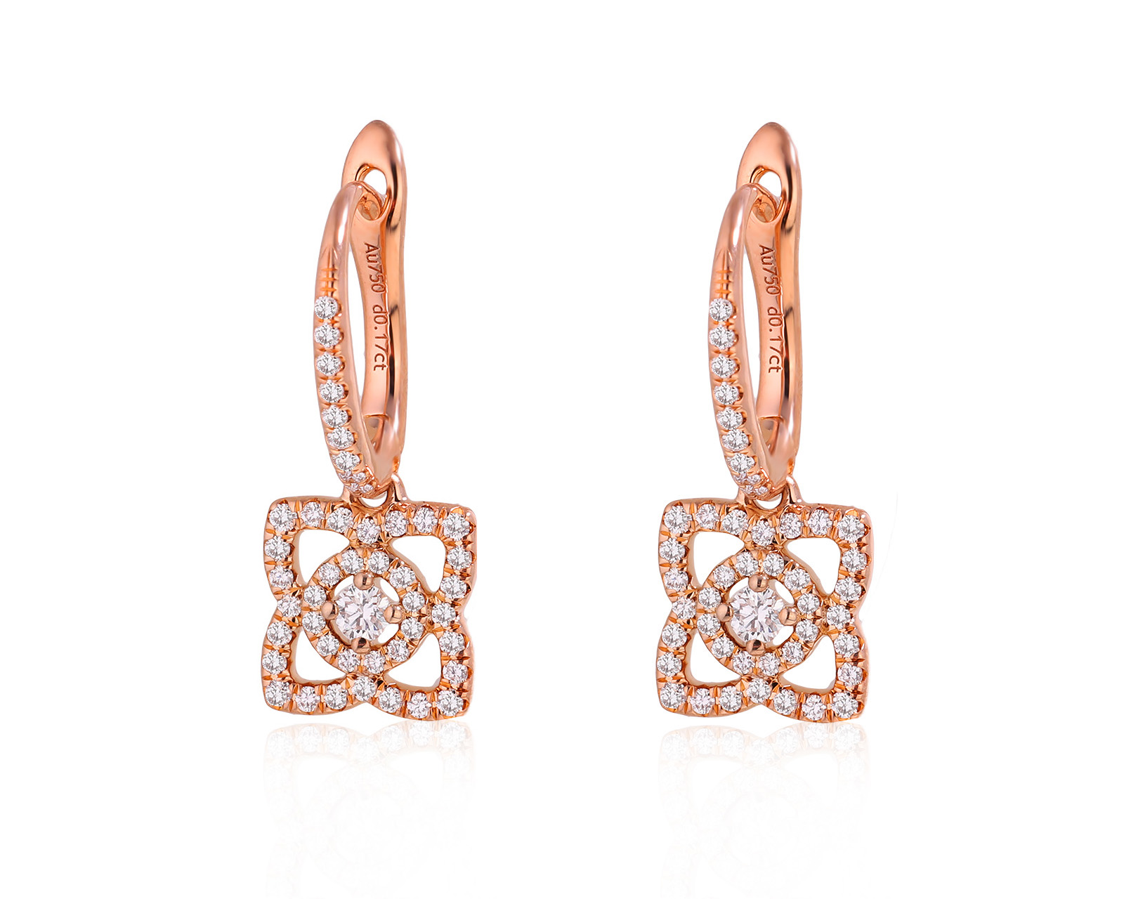 Оригинальные золотые серьги De Beers Enchanted Lotus