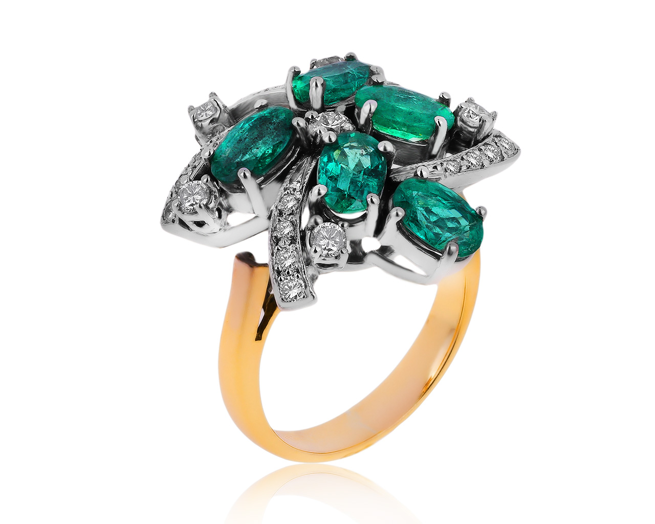 Прекрасное золотое кольцо с изумрудами 2.01ct 060320/1