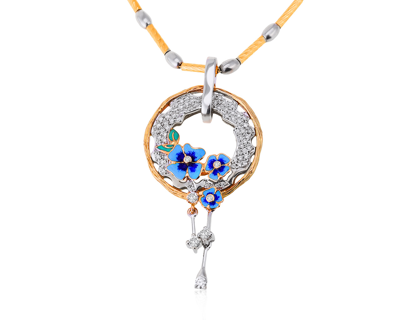 Золотая подвеска с эмалями и бриллиантами 0.70ct 241118/1 Золотая подвеска с эмалями и бриллиантами 0.70ct 241118/1