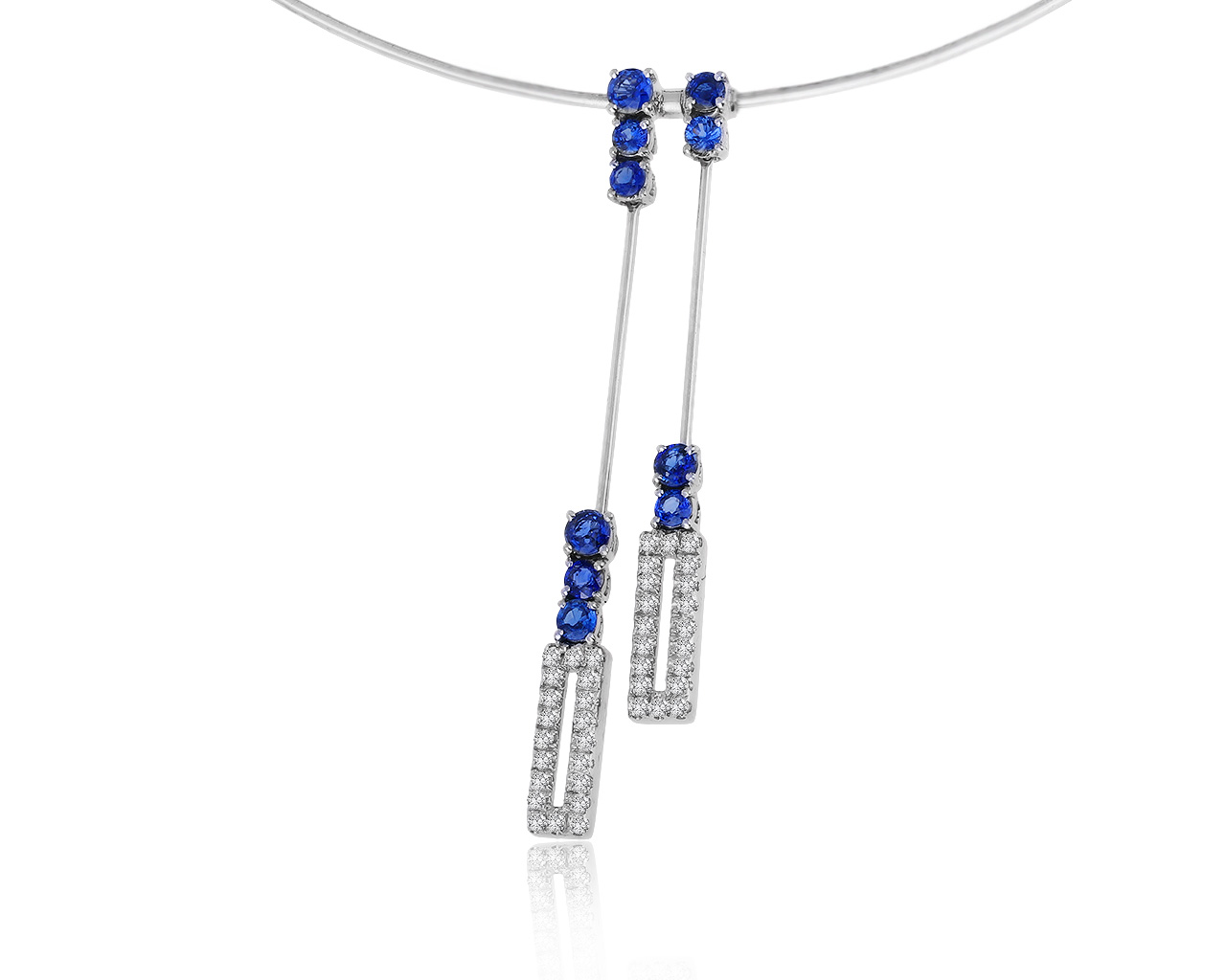 Оригинальное золотое колье с сапфирами 1.44ct Alfieri & St.John 300420/1 Оригинальное золотое колье с сапфирами 1.44ct Alfieri & St.John 300420/1