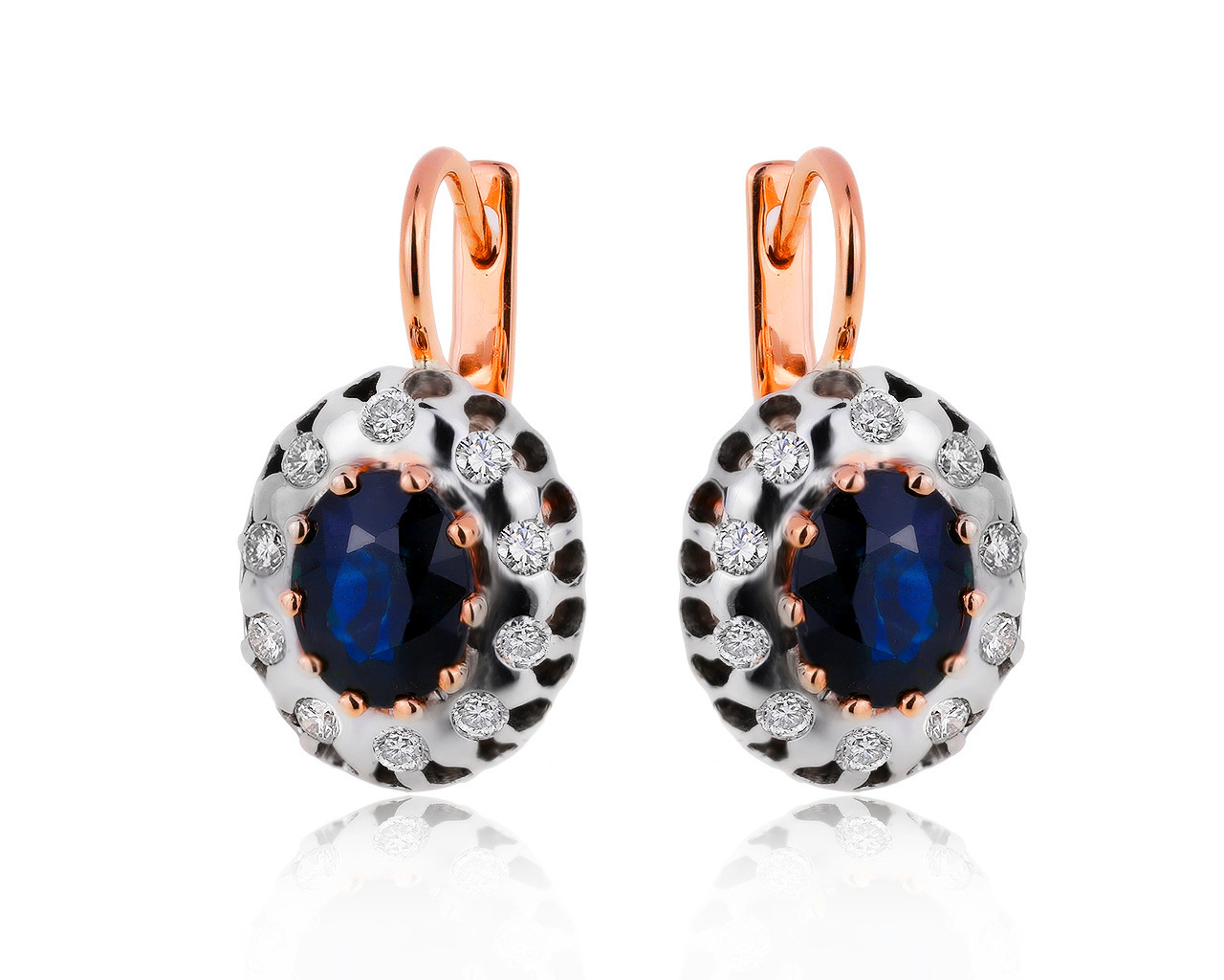 Великолепные золотые серьги с сапфирами 4.22ct 160620/17