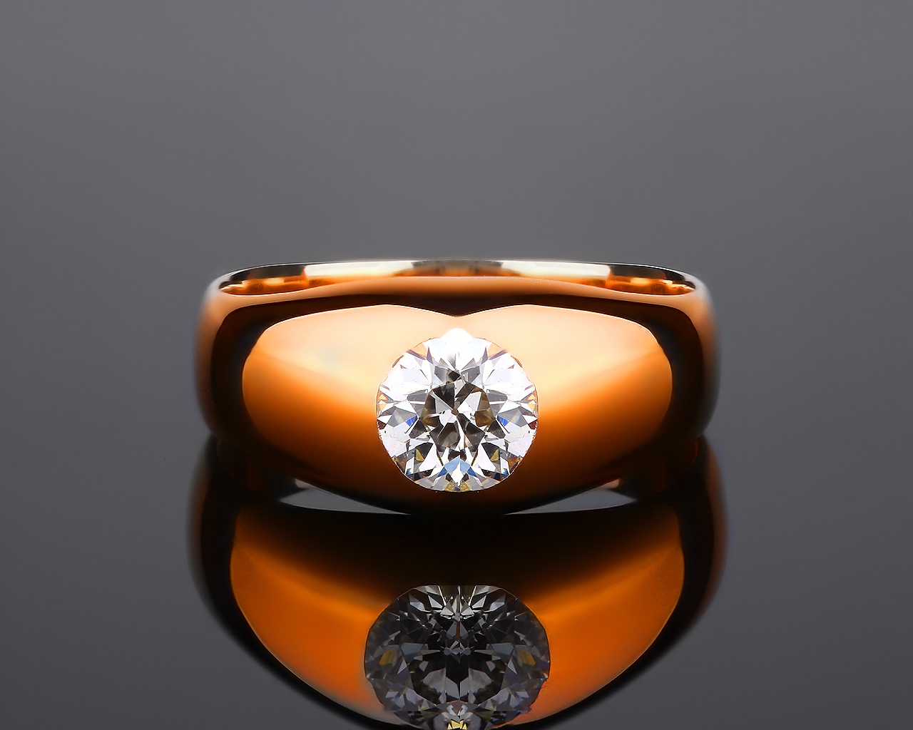 Безупречное золотое кольцо с бриллиантом 0.60ct 180417/1