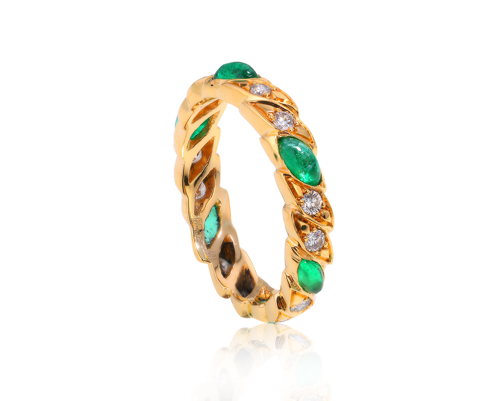 Золотое кольцо с изумрудами 1.35ct и бриллиантами 0.36ct 020424/5