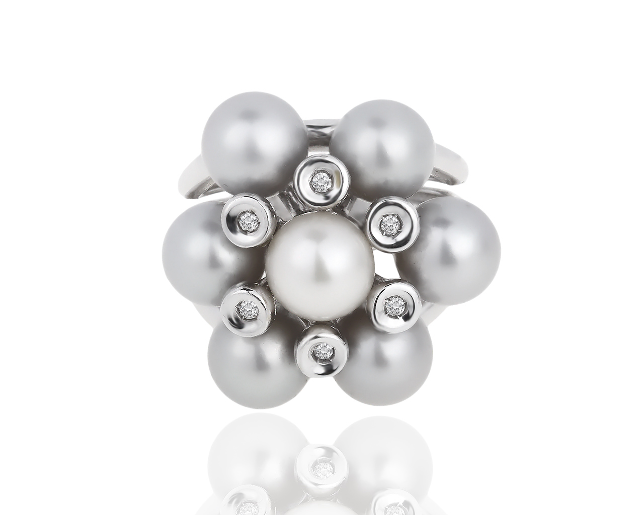 Оригинальное золотое кольцо с жемчугом и бриллиантами 0.60ct Luigino Dal Maso 230319/7