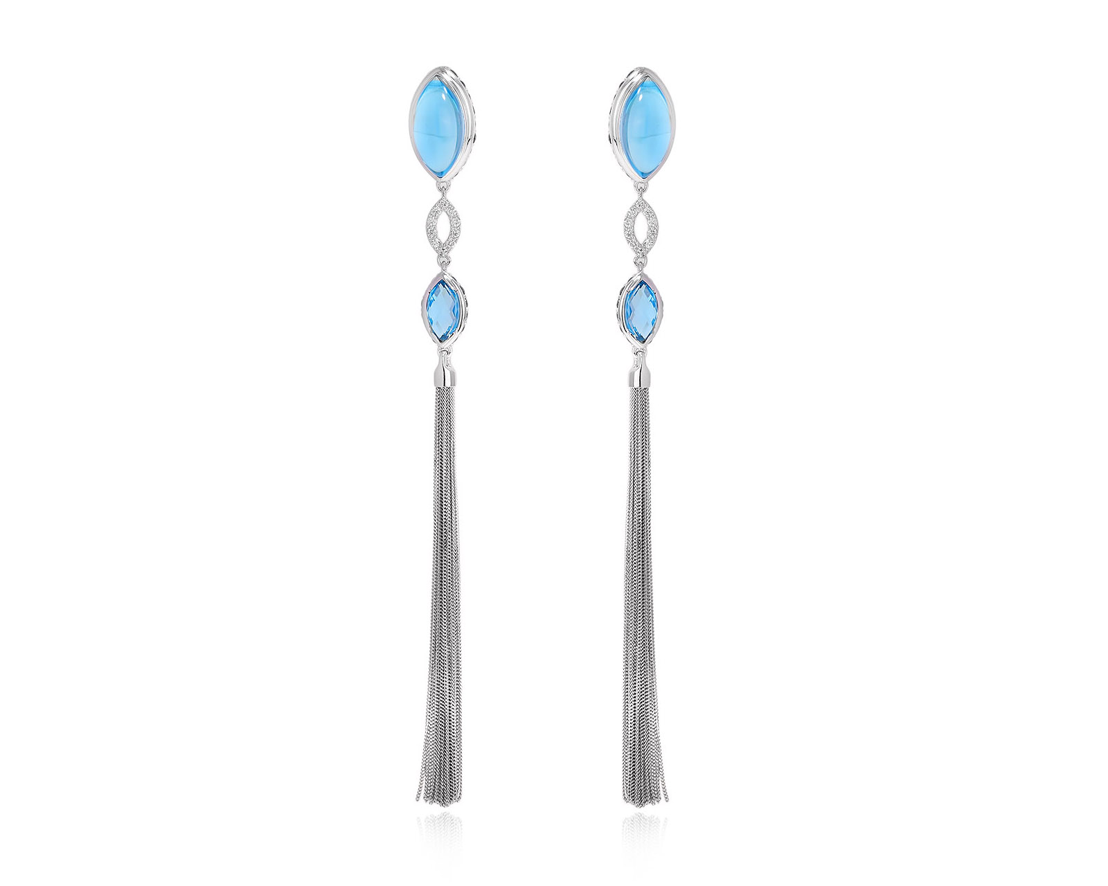 Золотые серьги с топазами 12.10ct и сапфирами 2.10ct