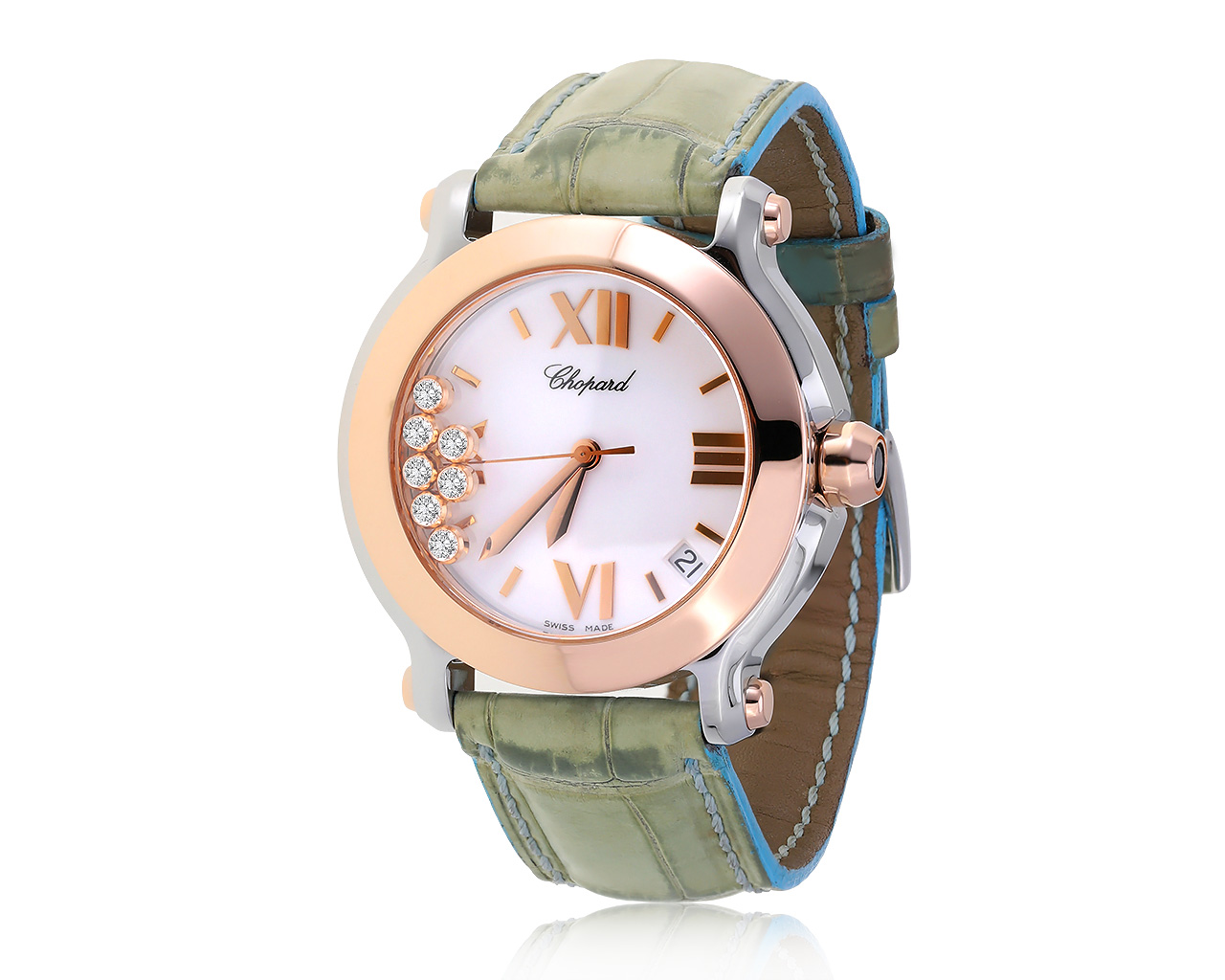 Оригинальные золотые часы с бриллиантами 0.39ct Chopard Happy Sport 271120/4