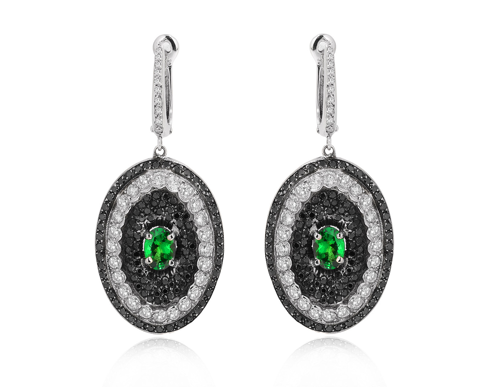Золотые серьги с тсаворитами 1.60ct и бриллиантами 3.67ct 191224/2 Золотые серьги с тсаворитами 1.60ct и бриллиантами 3.67ct 191224/2