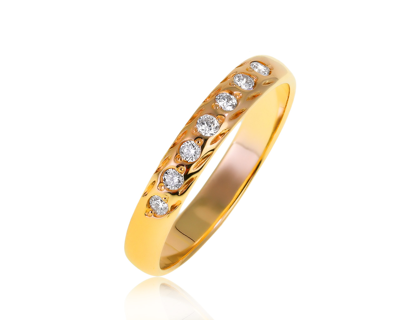 Оригинальное золотое кольцо с бриллиантами 0.12ct ЭПЛ Якутские бриллианты
