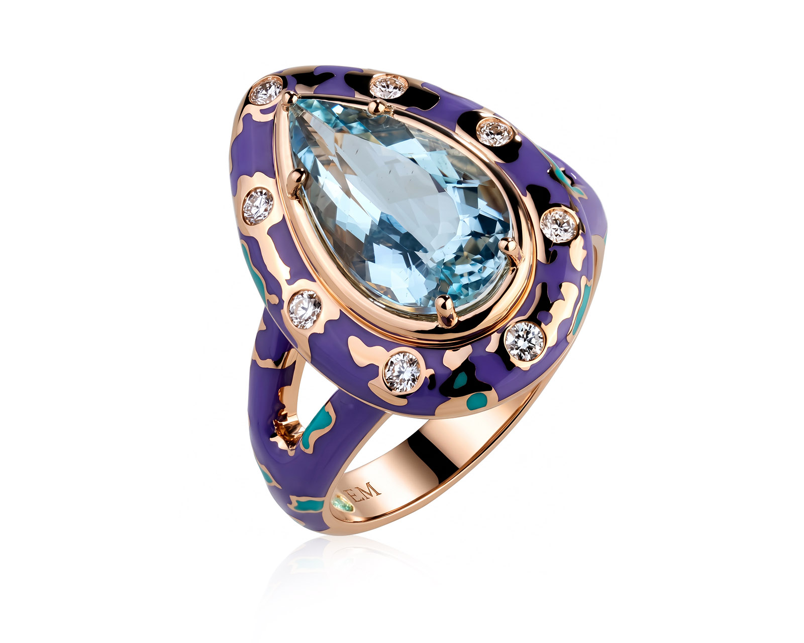 Золотое кольцо с аквамарином 2.79ct и бриллиантами 0.16ct Evgeny Matveev 230926/Б333