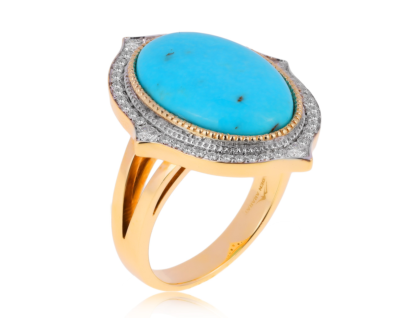 Изысканное золотое кольцо с бирюзой 5.80ct 011020/5