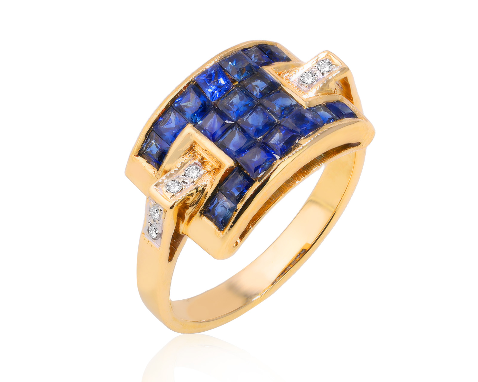 Золотое кольцо с сапфирами 1.32ct и бриллиантами 0.05ct 180525/3 Золотое кольцо с сапфирами 1.32ct и бриллиантами 0.05ct 180525/3
