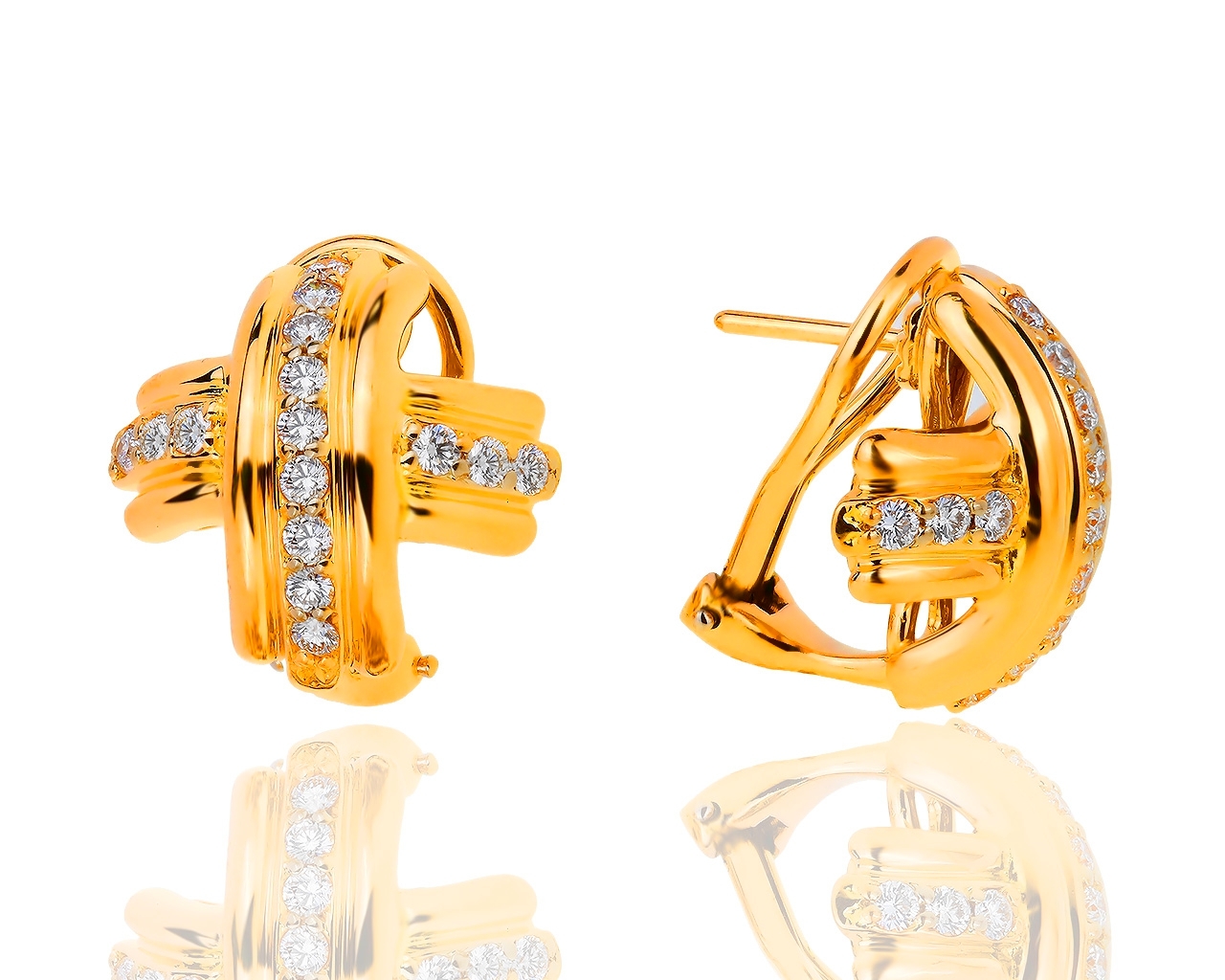Золотые серьги с бриллиантами 0.81ct Tiffany&Co Signature