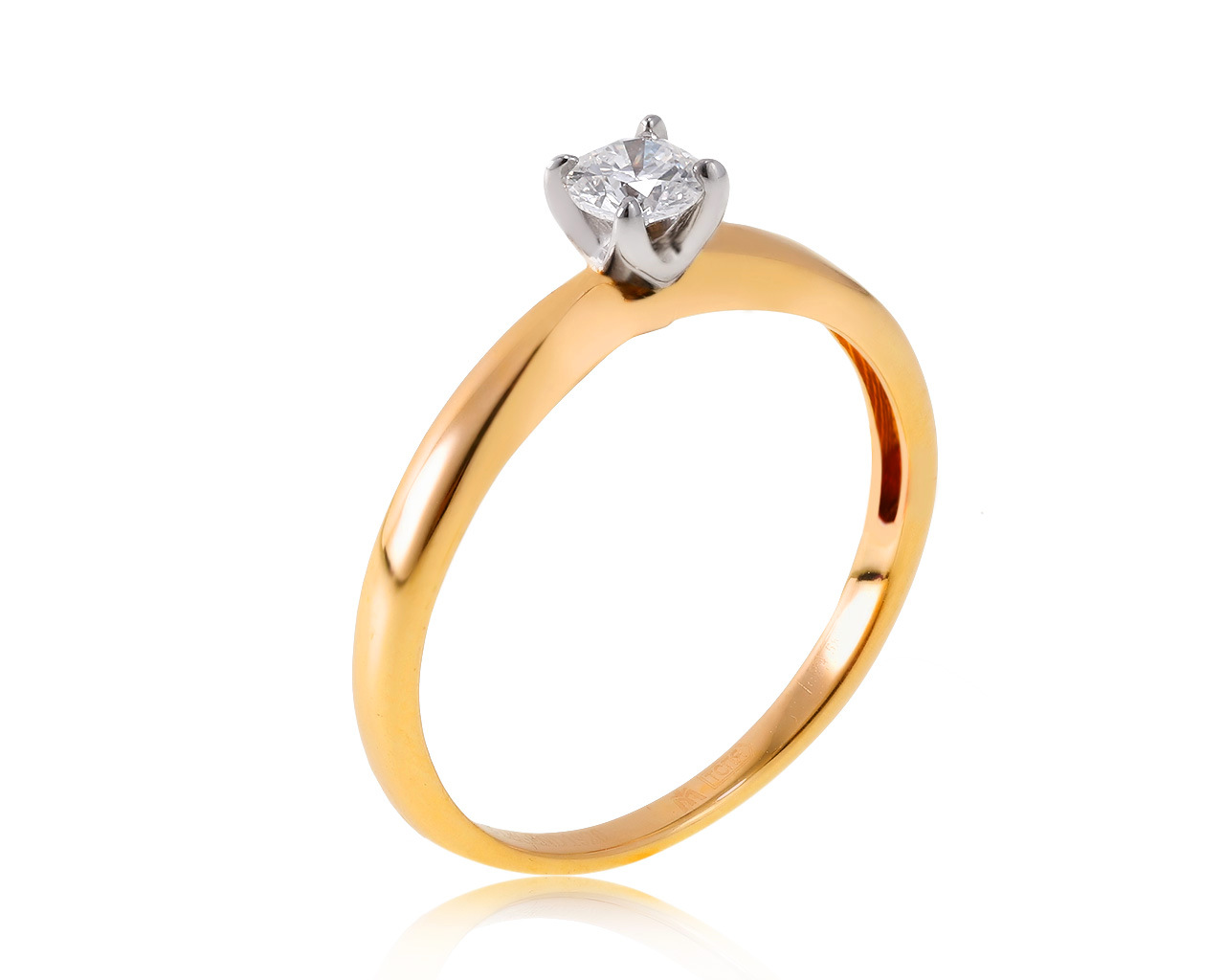 Оригинальное золотое кольцо с бриллиантом 0.17ct МЮЗ 080820/8