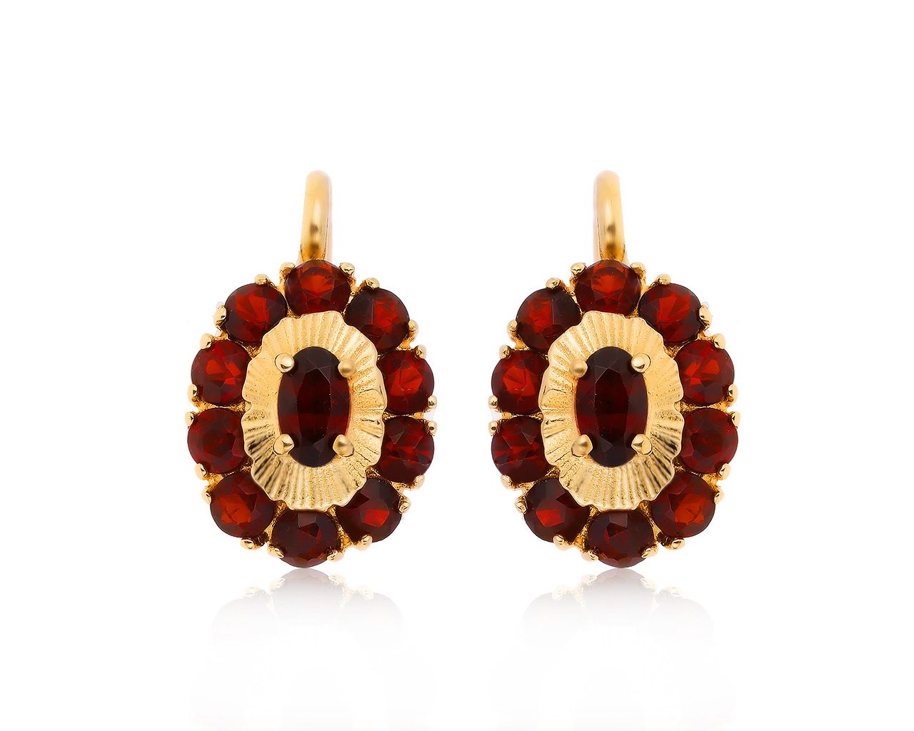 Итальянские золотые серьги с гранатами 2.20ct 061020/4