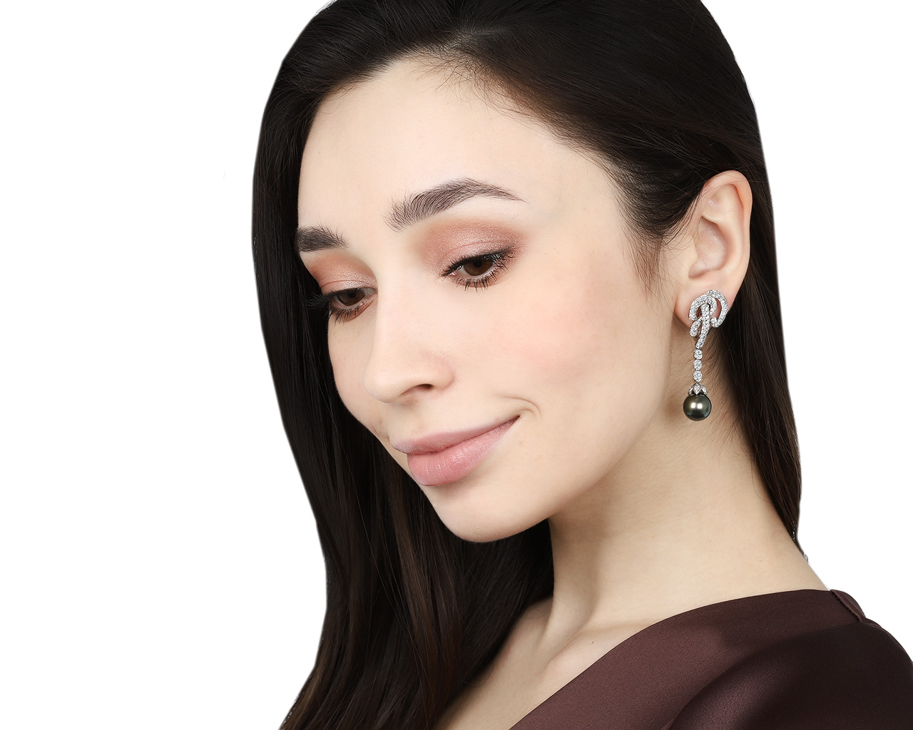 Шикарные золотые серьги с жемчугом 11.20 мм