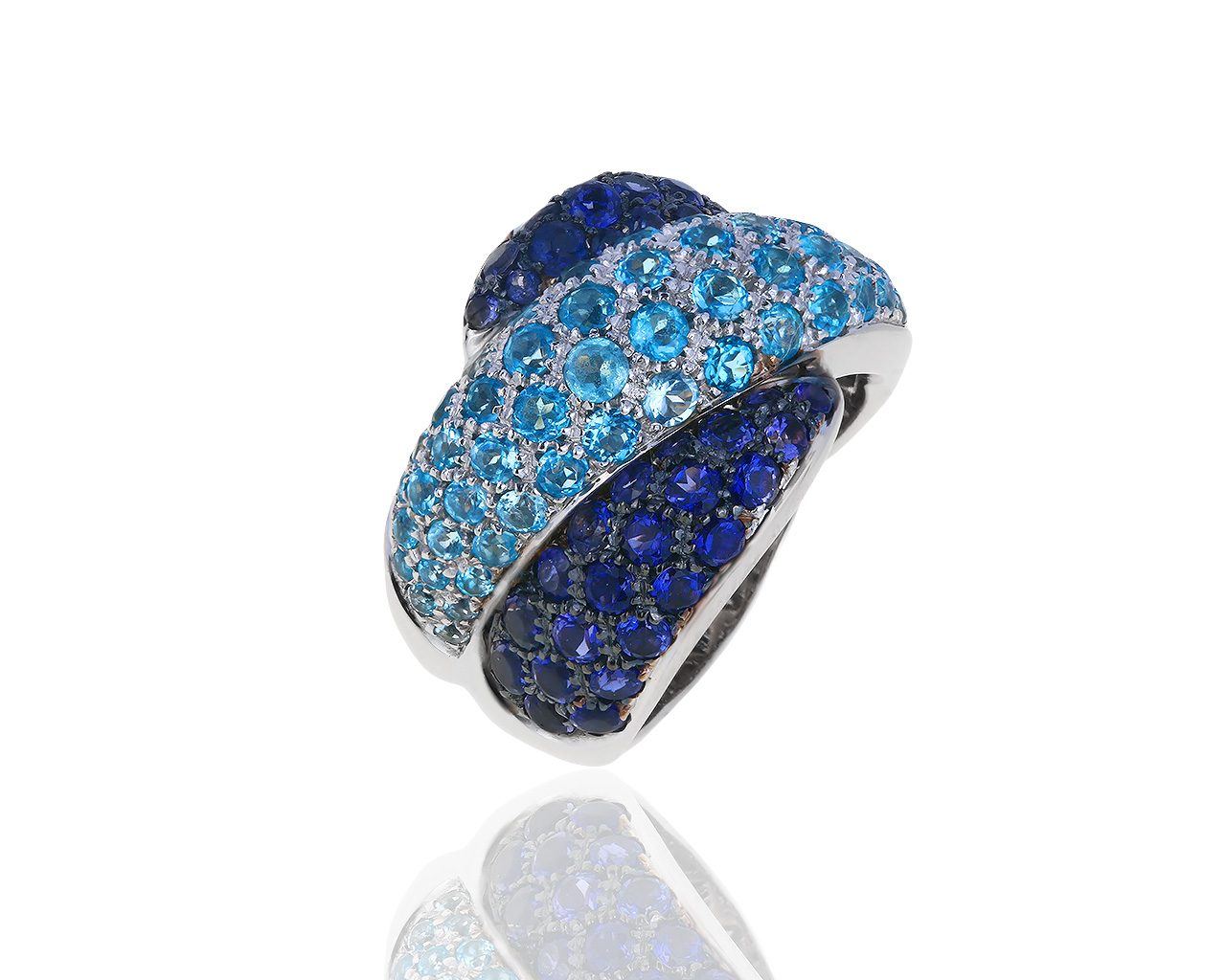 Оригинальное золотое кольцо с топазами и иолитами Damiani 220419/13 Оригинальное золотое кольцо с топазами и иолитами Damiani 220419/13