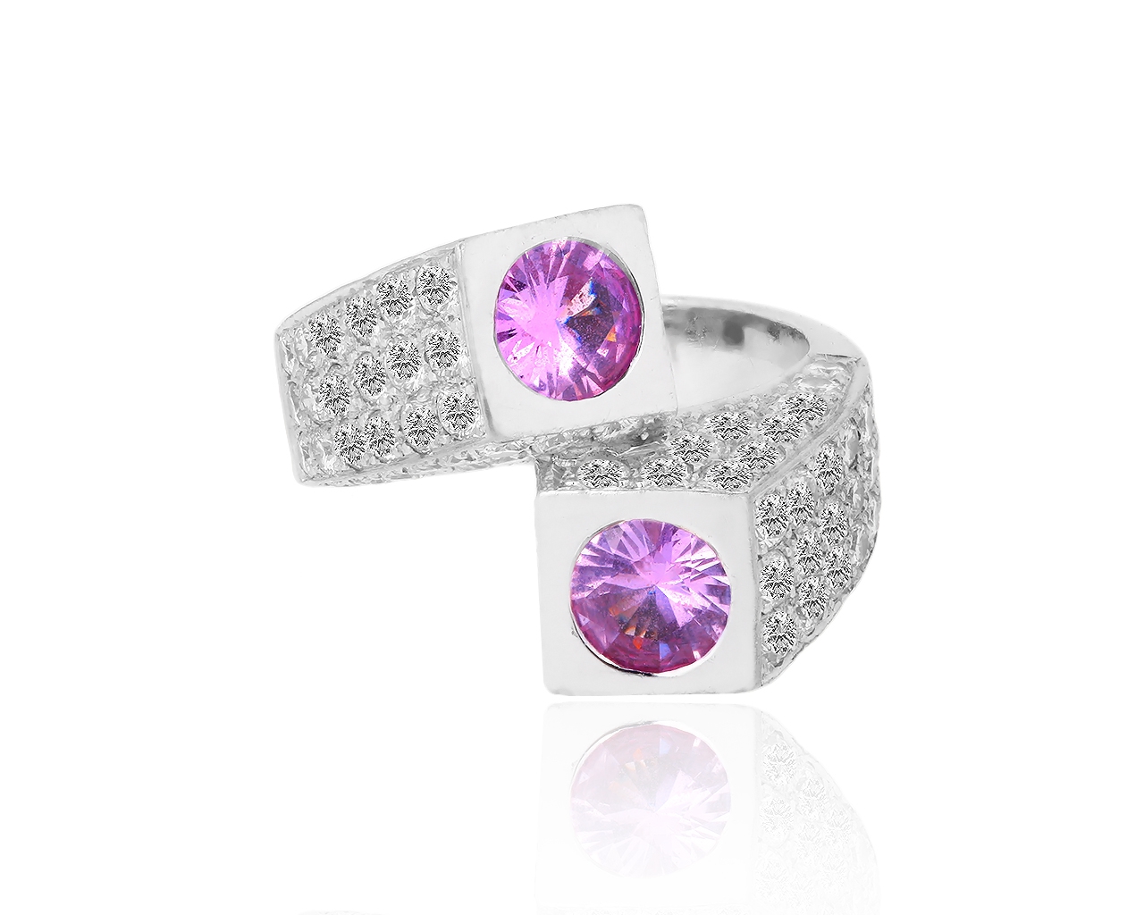 Золотое кольцо с розовыми сапфирами и бриллиантами 2.40ct 241218/4