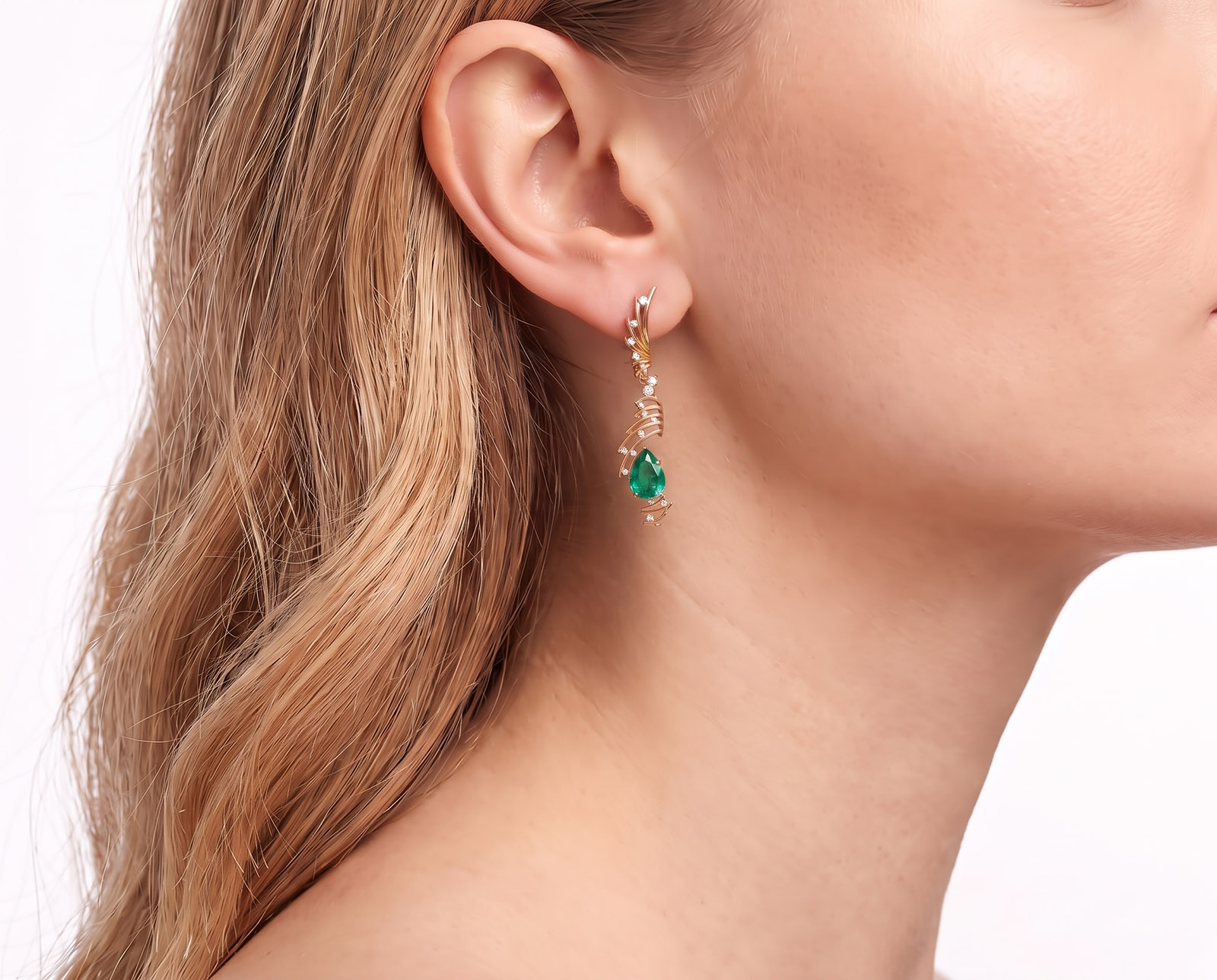 Оригинальные золотые серьги с изумрудами 2.75ct Lykov`s Jewellery
