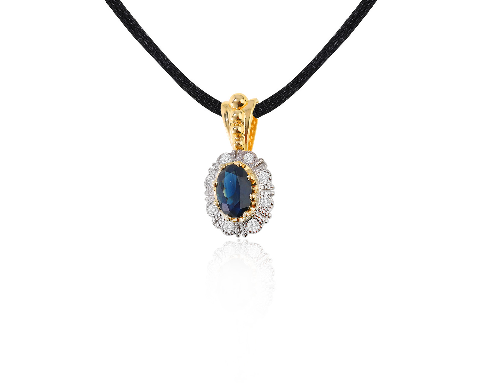 Золотой кулон с сапфиром 0.50ct и бриллиантами 0.05ct 070723/4