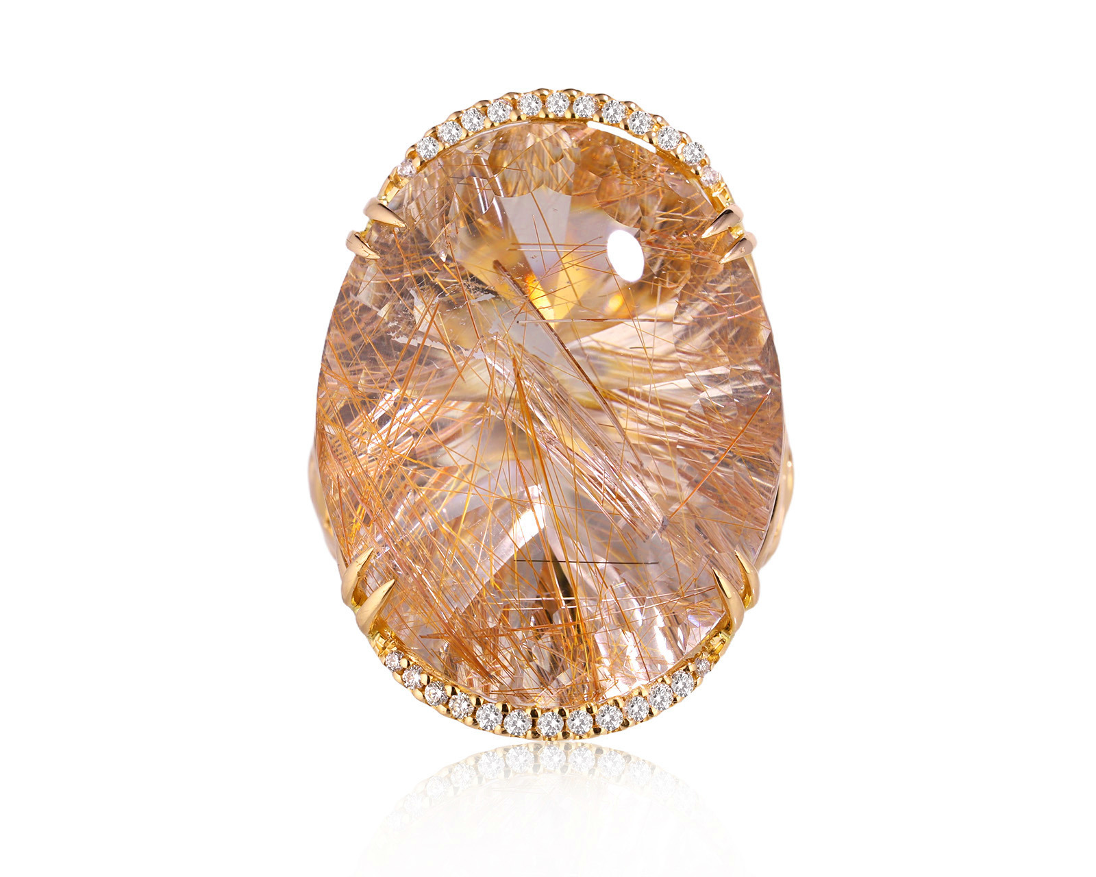 Оригинальное золотое кольцо с кварцем волосатиком 39.98ct Giovanni Ferraris