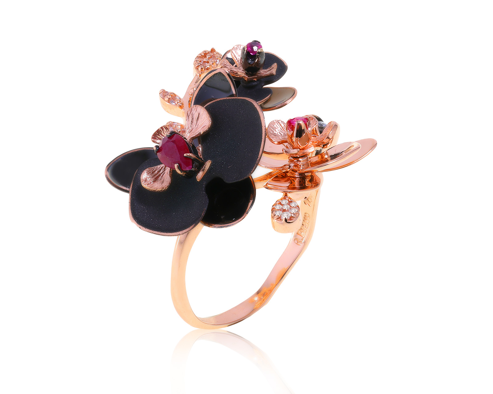 Оригинальное золотое кольцо Roberto Bravo Black Orhid 291222/12