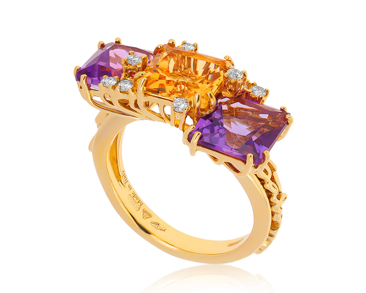 Оригинальное золотое кольцо с аметистами 4.29ct Salvini 050918/4