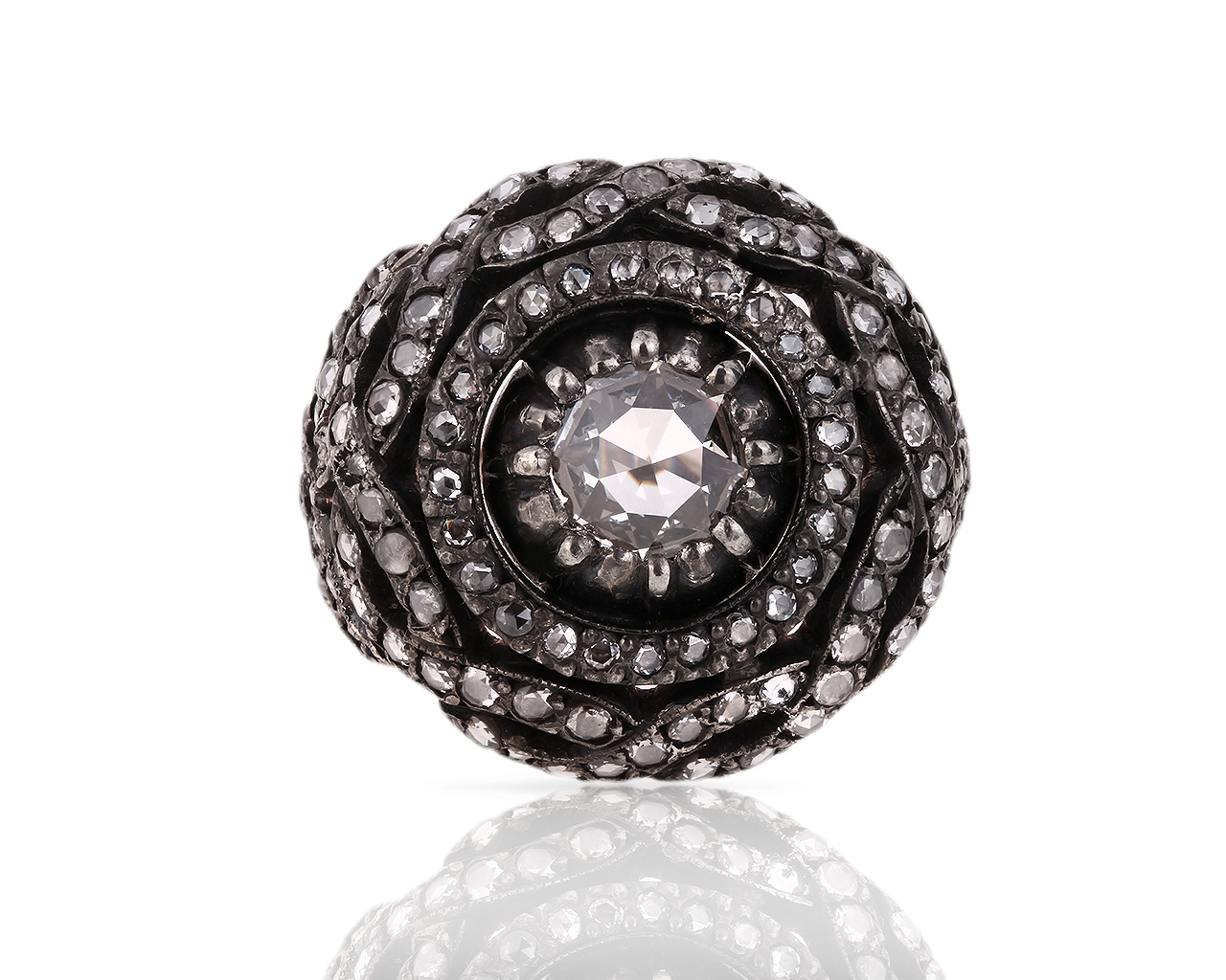 Старинное золотое кольцо с бриллиантами 1.72ct 160218/11